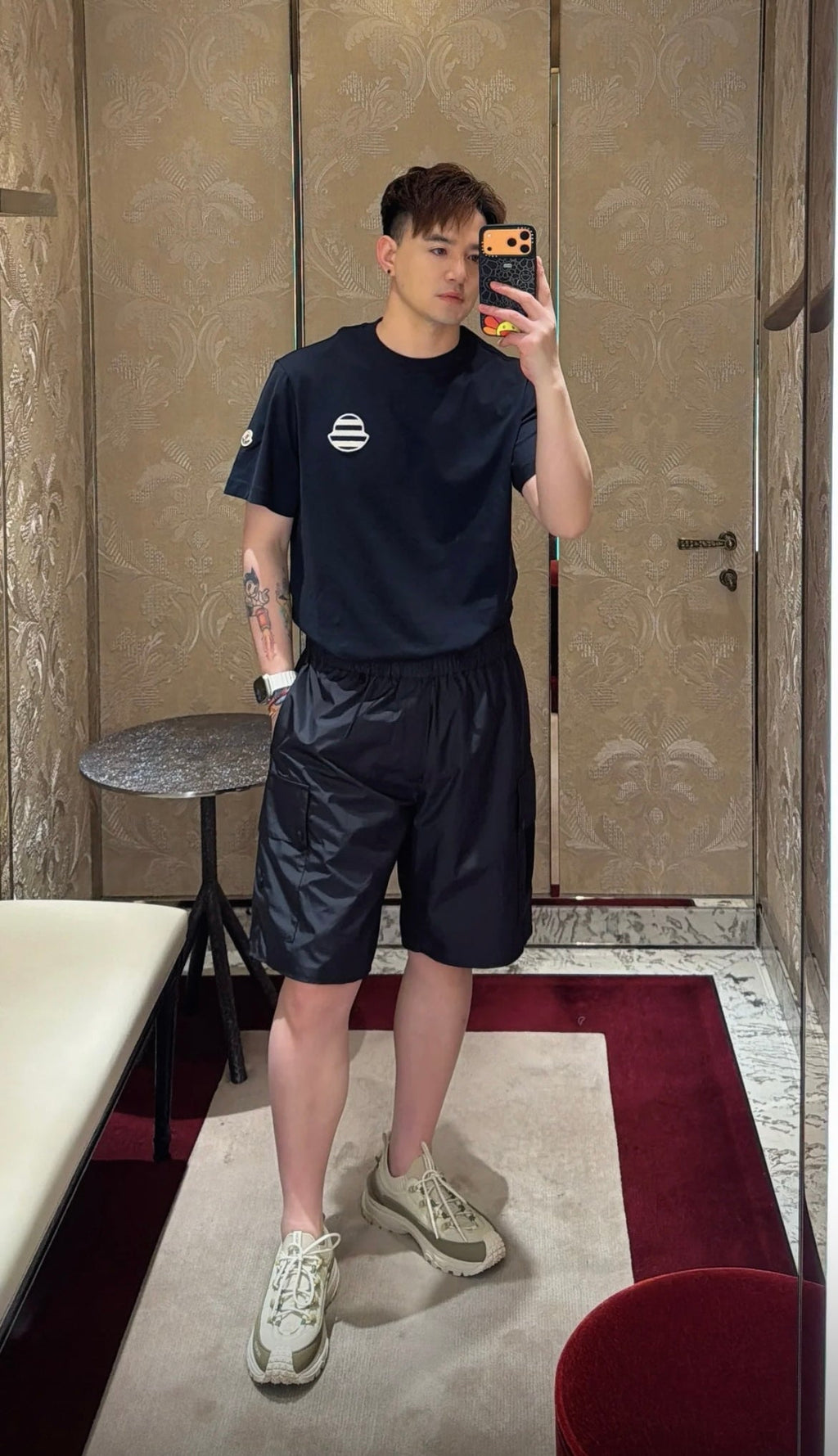 2026 New Mon Striped Logo Patch Short-Sleeved T-Shirt (AA612-A10)