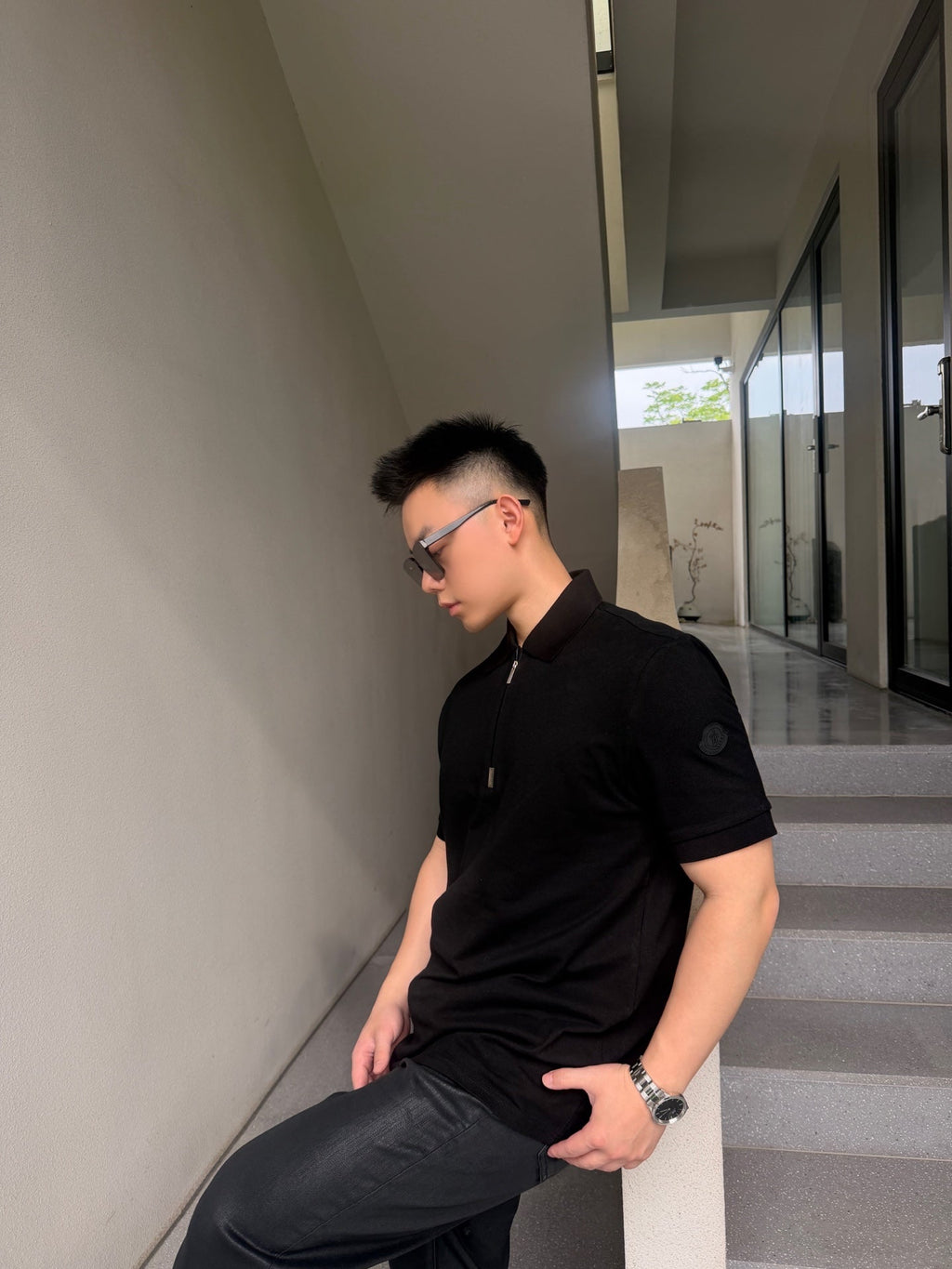 2026 New Mon Logo Half-Zip Polo Shirt (BB812-A40)