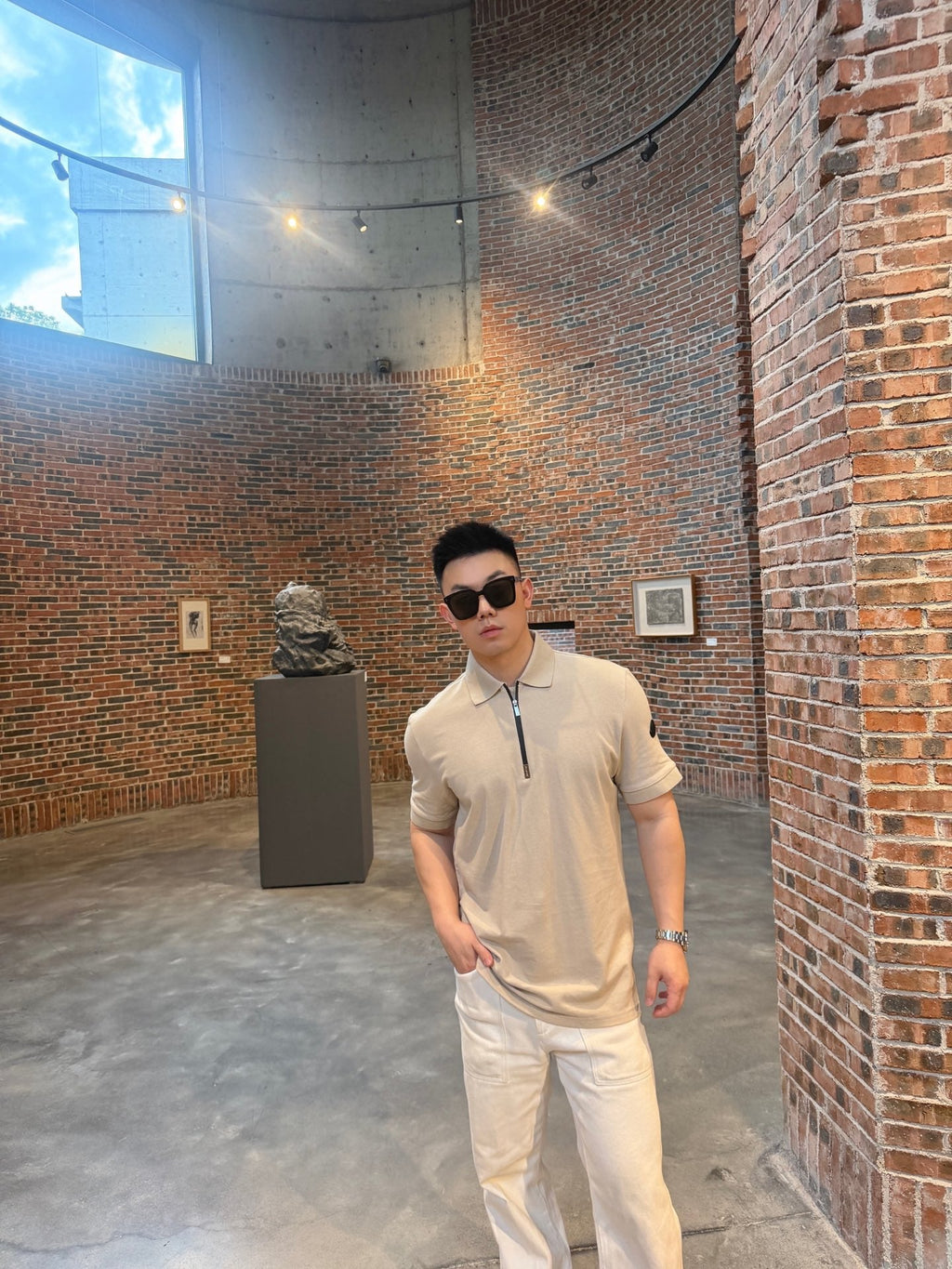 2026 New Mon Logo Half-Zip Polo Shirt (BB812-A40)