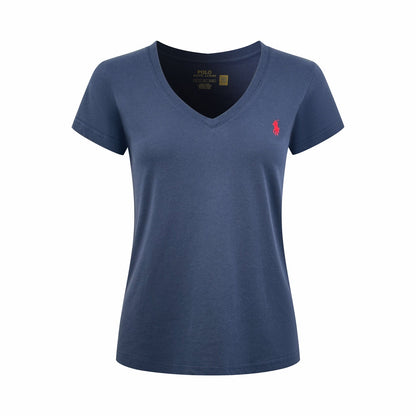 2026 Women's RL Embroidered V-neck Short-sleeved Top (FF743)