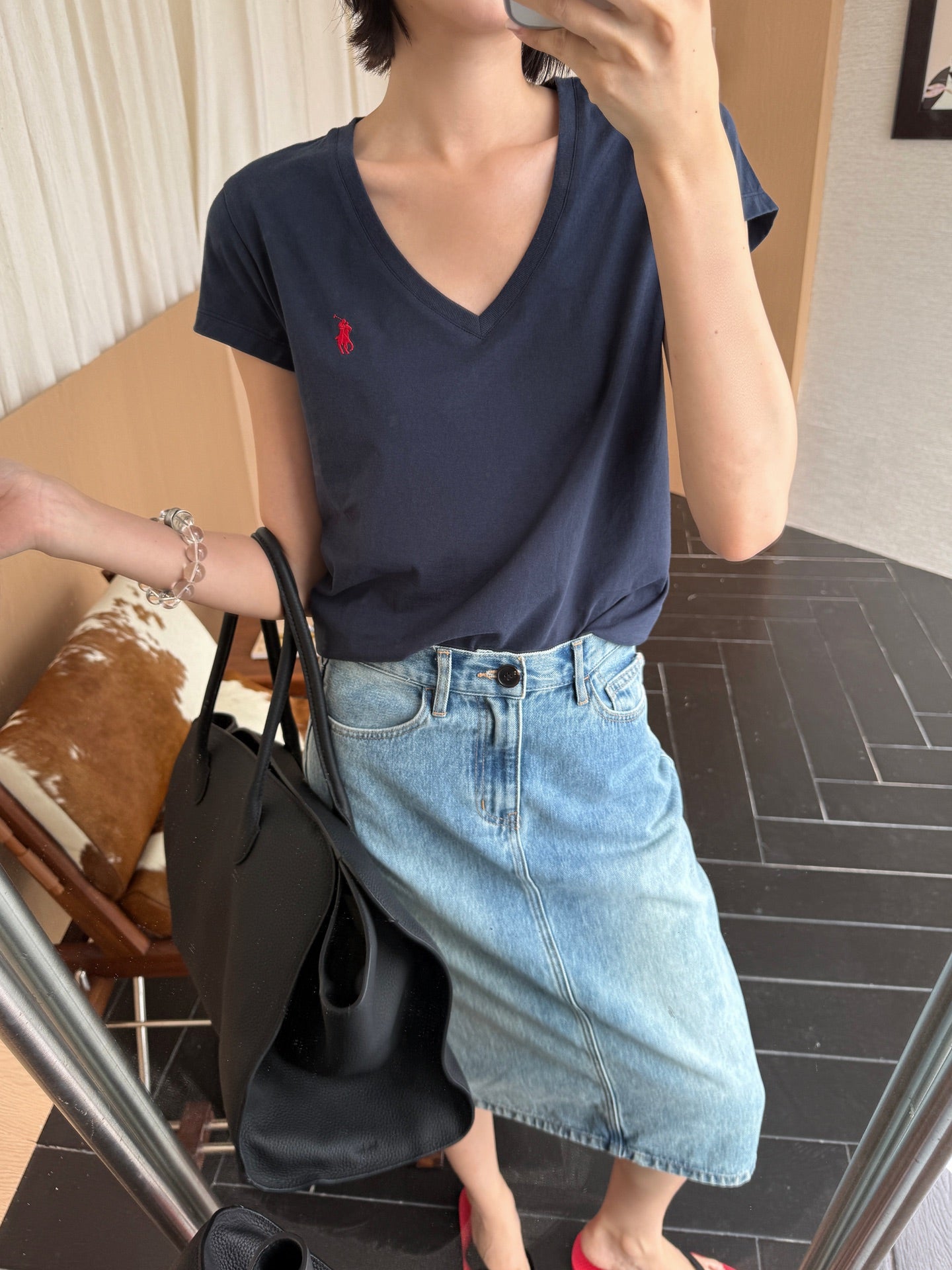 2026 Women's RL Embroidered V-neck Short-sleeved Top (FF743)