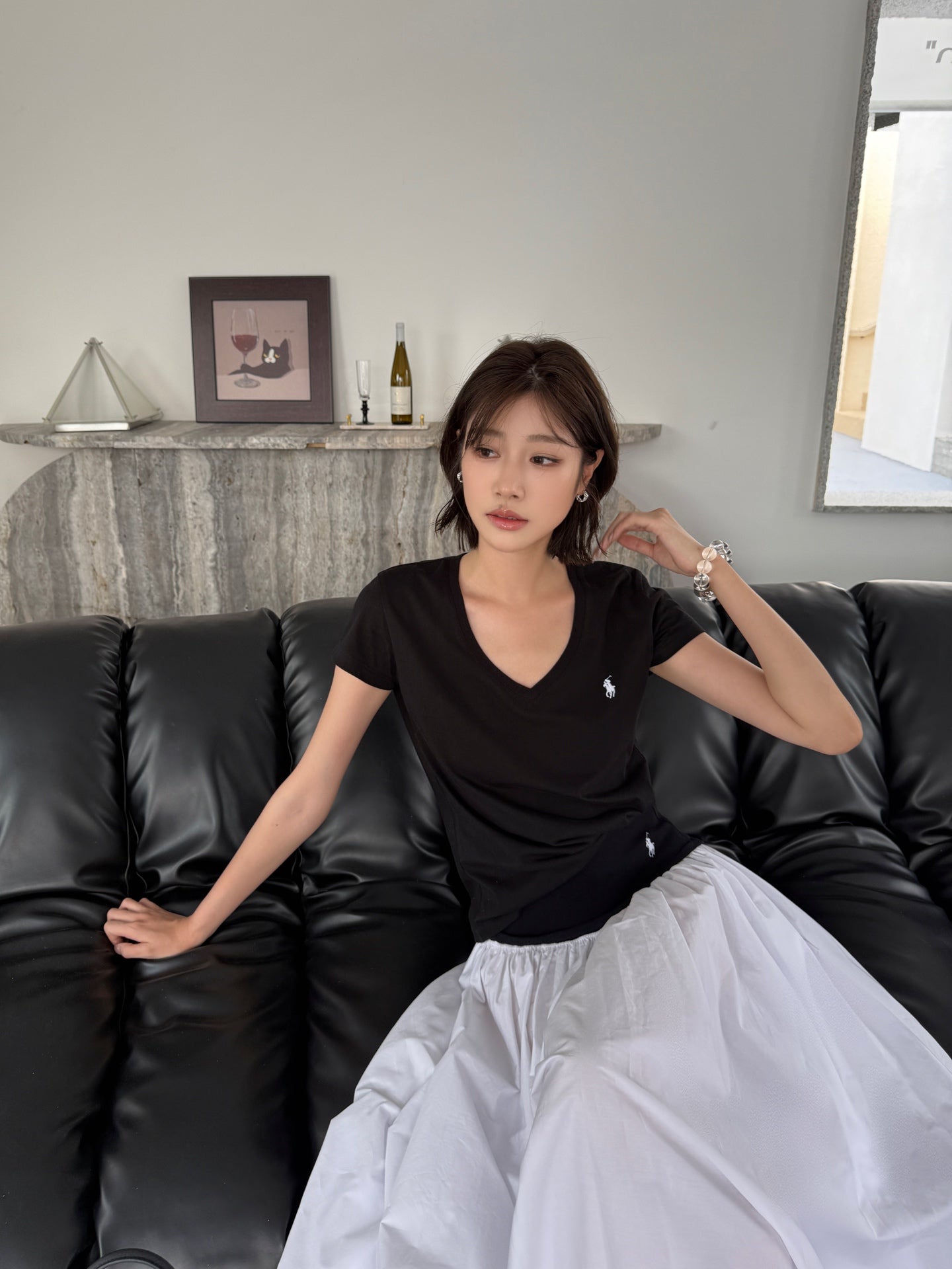 2026 Women's RL Embroidered V-neck Short-sleeved Top (FF743)