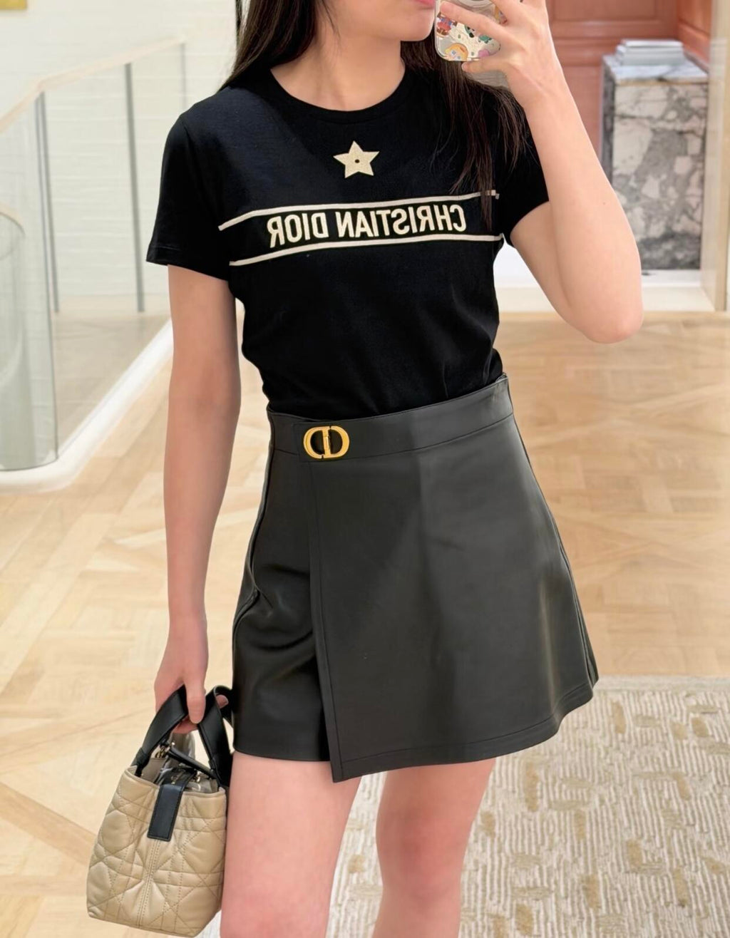 2026 Women's CD Lucky Star Embroidered Short-Sleeved T-Shirt (DD127)