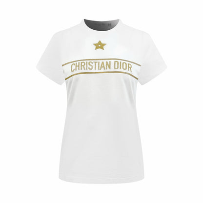 2026 Women's CD Lucky Star Embroidered Short-Sleeved T-Shirt (DD127)