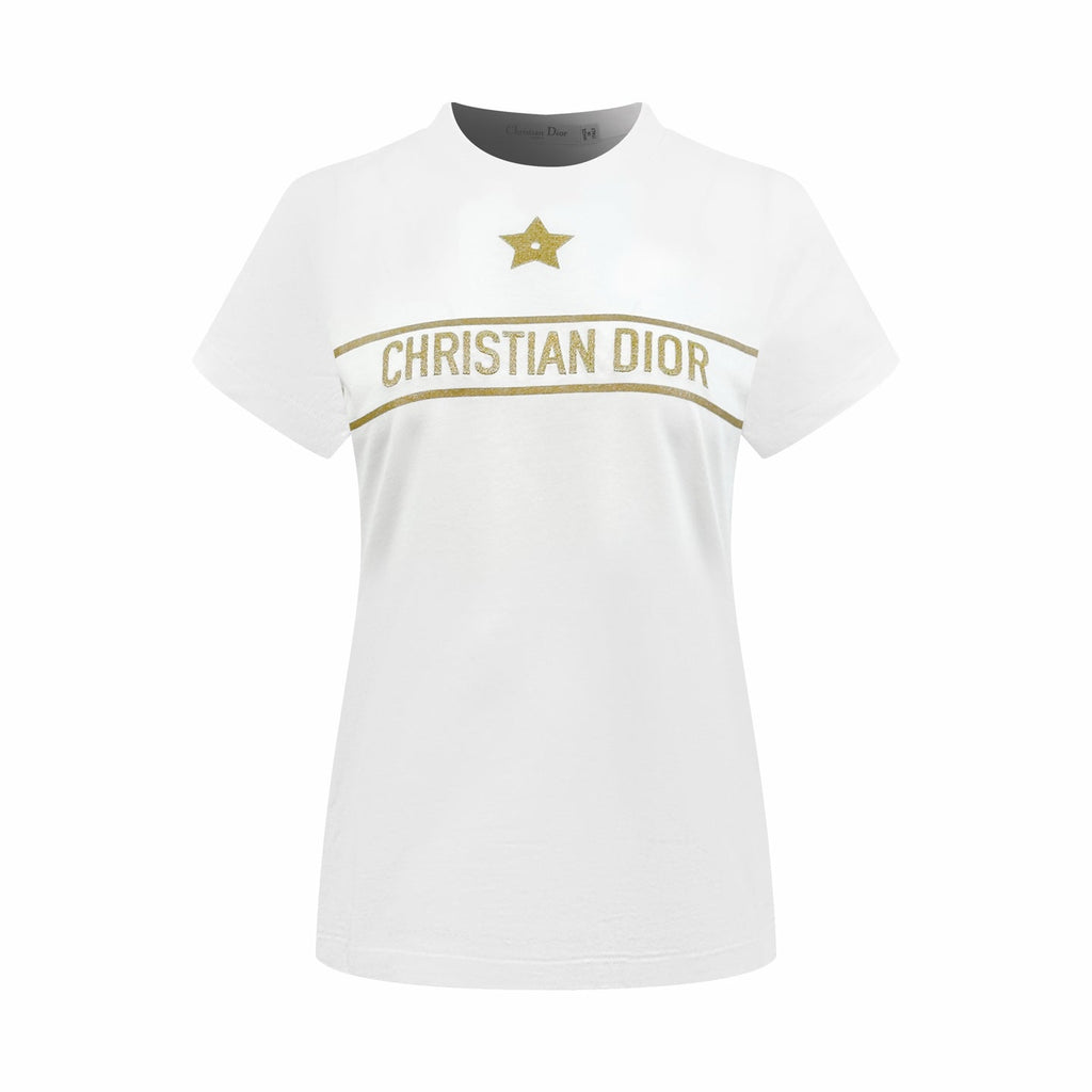 2026 Women's CD Lucky Star Embroidered Short-Sleeved T-Shirt (DD127)