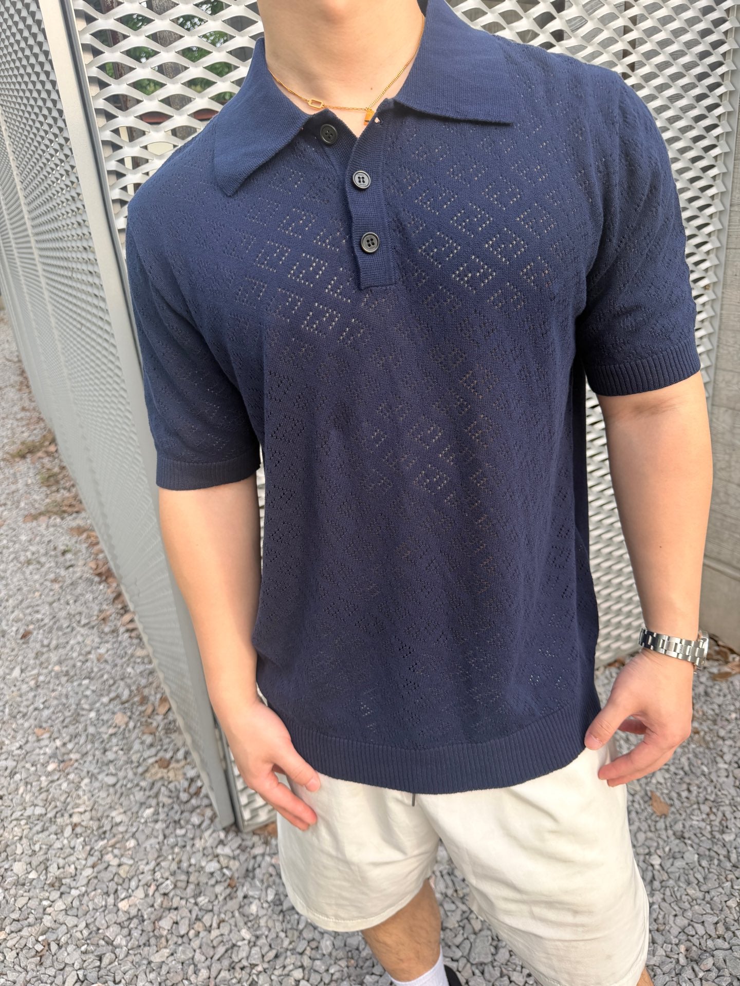 2026 New Arrival FF Jacquard Polo Neck Knit Jumper (AA622-A75)