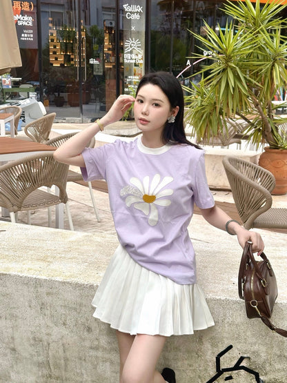 2026 Women's BBR Daisy Embroidered Short-Sleeved Top (DD120)
