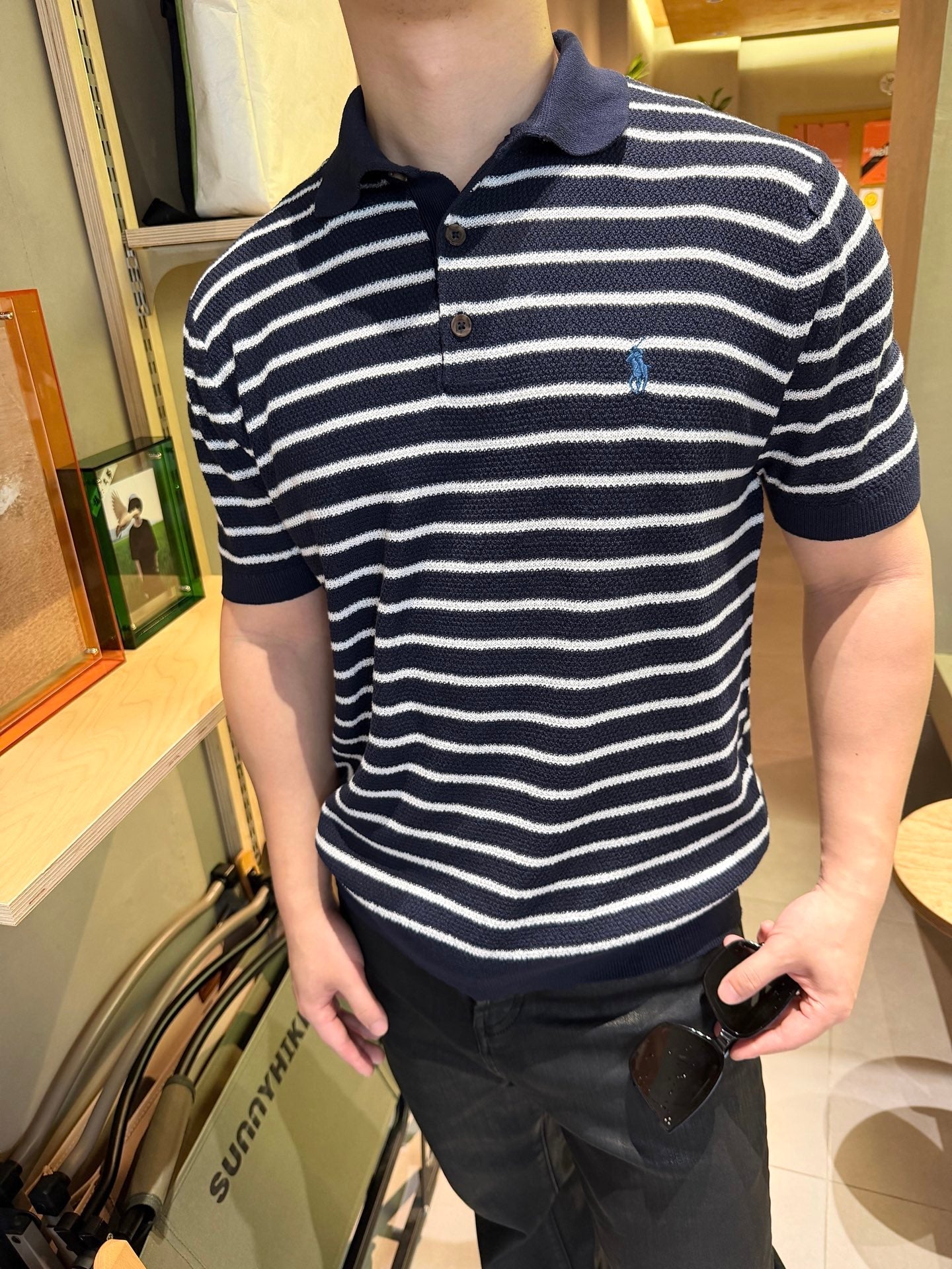 2026 New RL Embroidered Stripe Polo Neck Knit (CC985-A80)