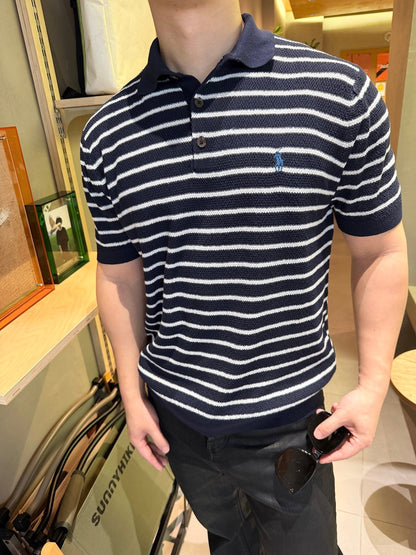 2026 New RL Embroidered Stripe Polo Neck Knit (CC985-A80)