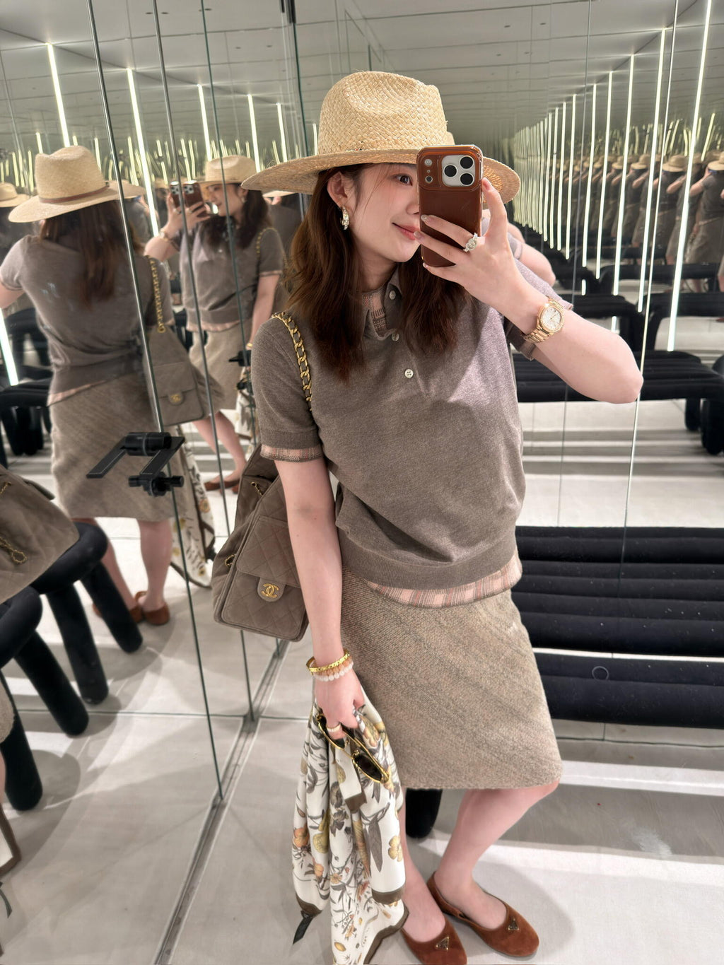2026 Women's Acn Two-piece-style Patchwork Polo Neck Knit Top (DD103)