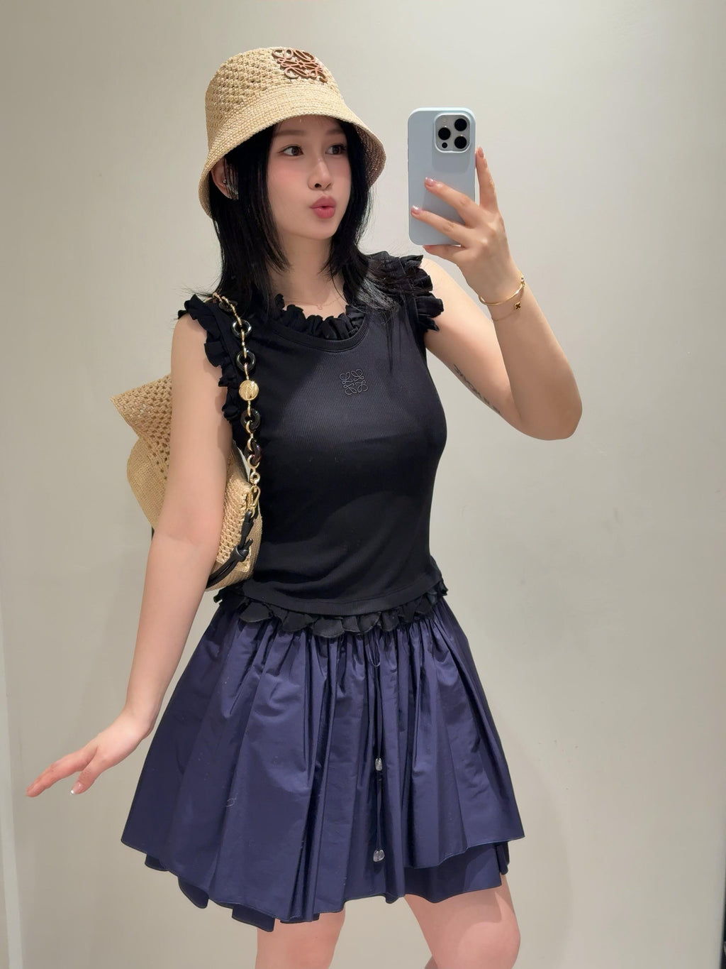 2026 Women's Way Embroidered Ruffle Tank Top (DD129)