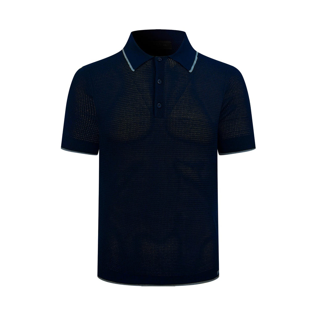 2026 New Triangle Brand Logo Mesh Polo Neck Knit Top (CC983-A75)