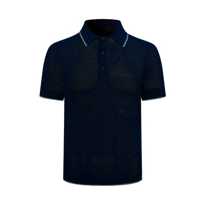 2026 New Triangle Brand Logo Mesh Polo Neck Knit Top (CC983-A75)