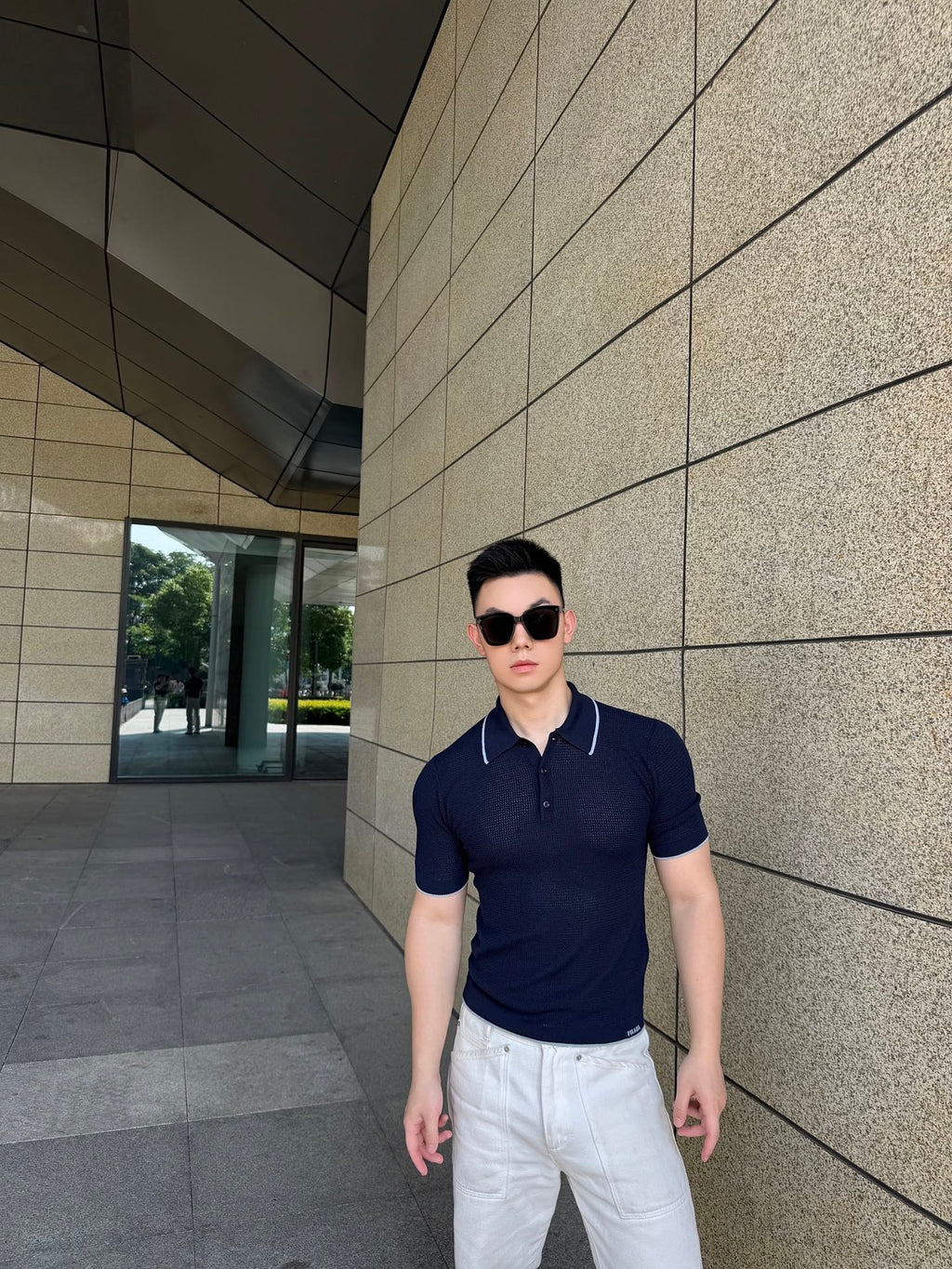 2026 New Triangle Brand Logo Mesh Polo Neck Knit Top (CC983-A75)