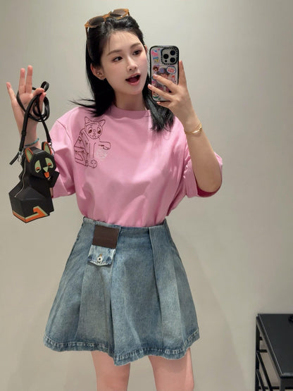2026 Women's Way Leather Denim Mini Skirt (EE417)