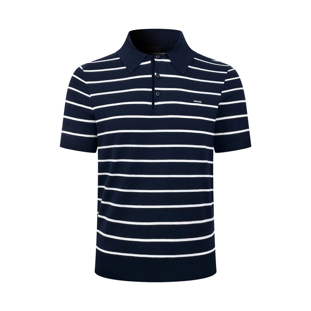 2026 New Triangle Brand Logo Striped Polo-Neck Knit (CC991-A70)