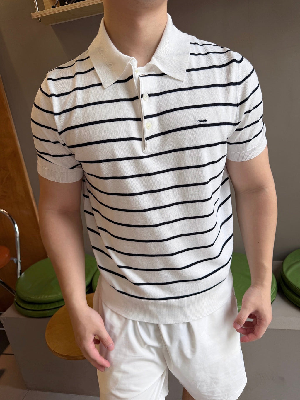 2026 New Triangle Brand Logo Striped Polo-Neck Knit (CC991-A70)
