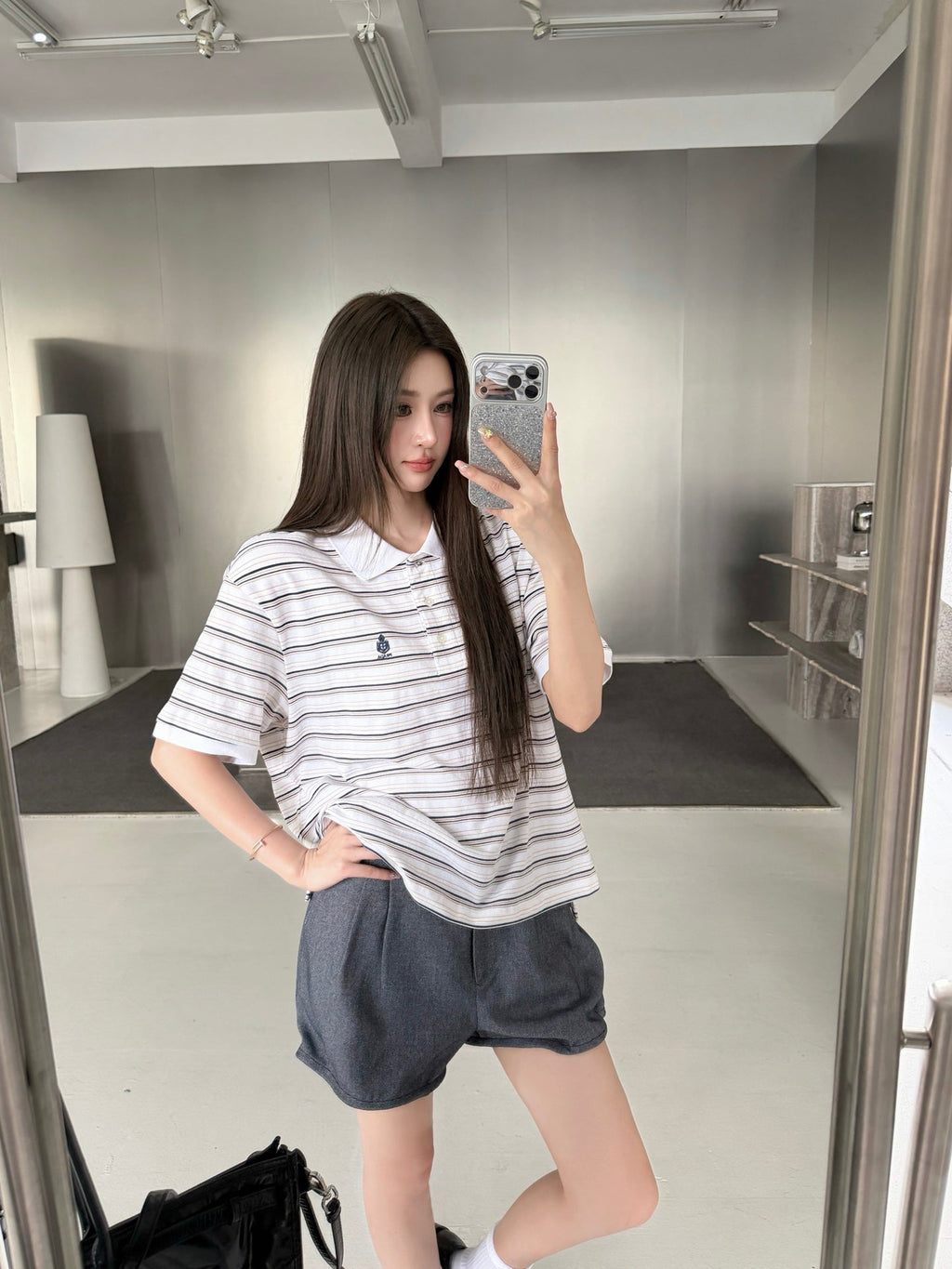 2026 Women's Triangle Brand Striped Embroidered Polo Shirt (FF752)