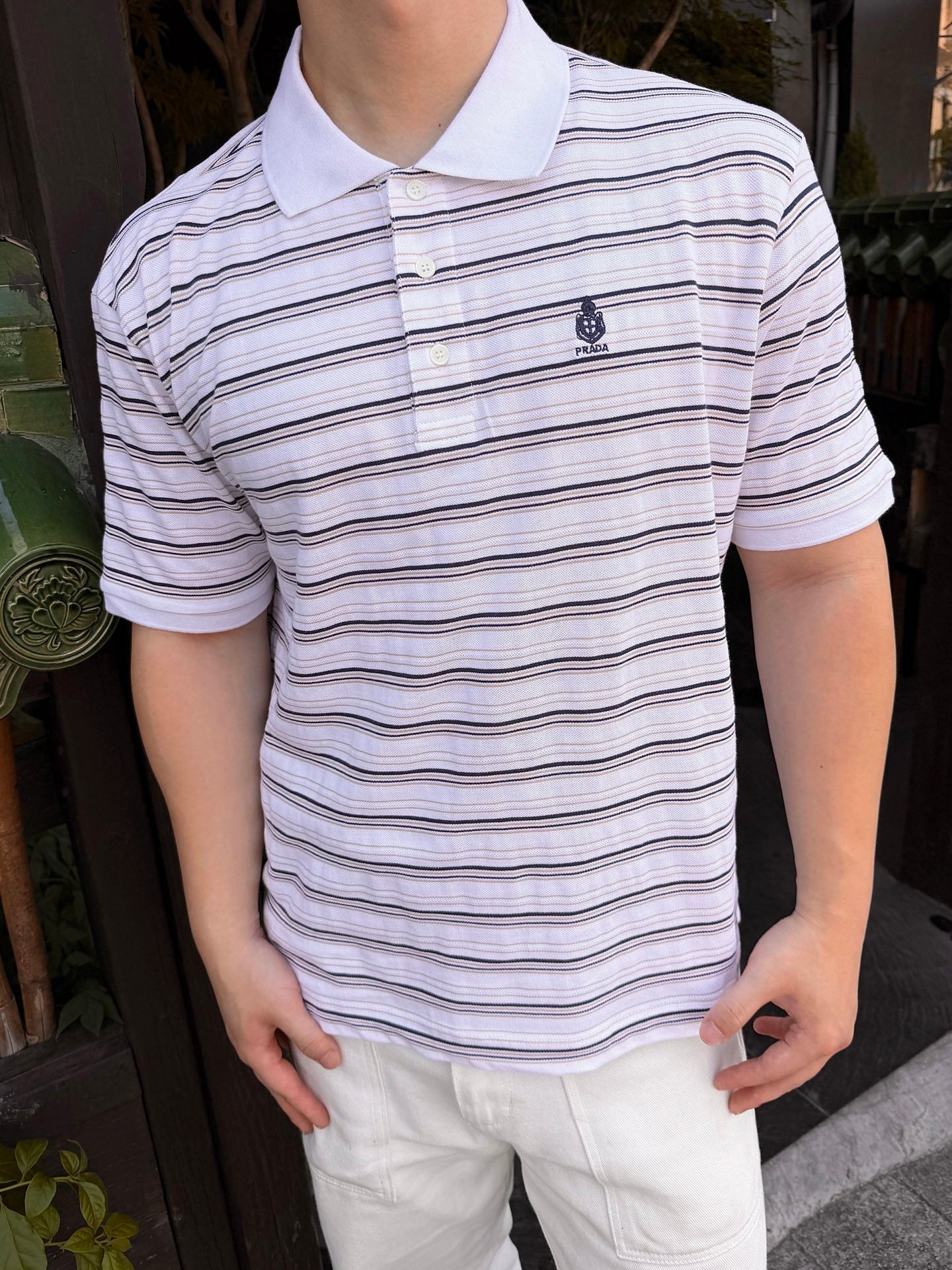 2026 New Triangle Brand Logo Striped Polo Shirt (CC992-A60)