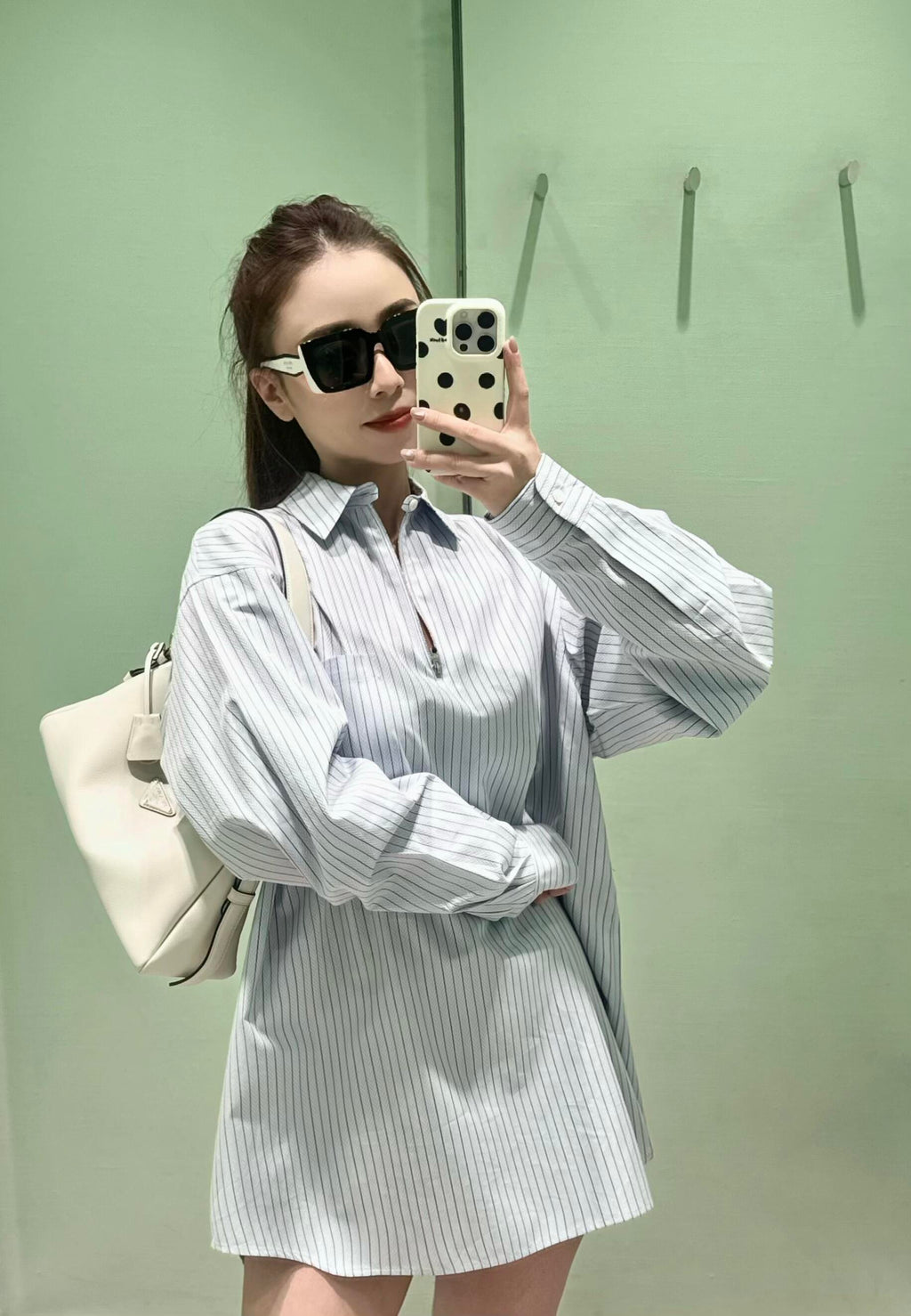 2026 Women's Triangle Brand Logo Striped Half-Zip Shirt (FF733)