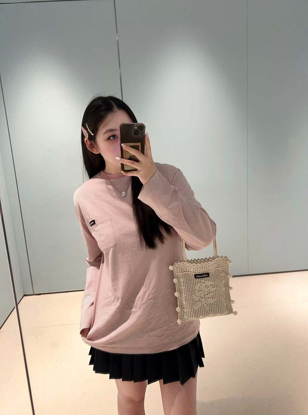 2026 Women's MM Logo Striped Long-Sleeved Shirt (FF758)