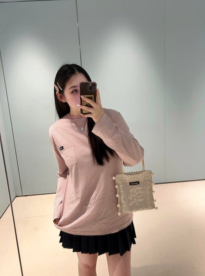 2026 Women's MM Logo Striped Long-Sleeved Shirt (FF758)