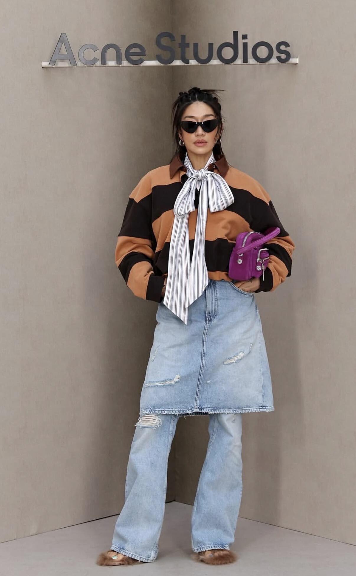 2026 Women's Acn Fake Two-Piece Denim Skirt Pants (FF751)