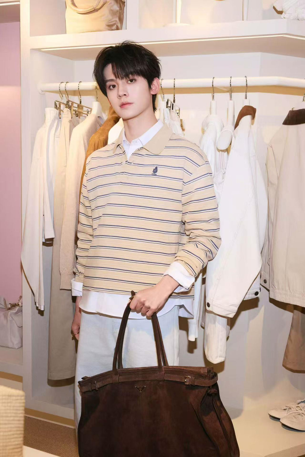 2026 New Model Triangle Brand Logo Striped Long-Sleeved Polo Shirt (CC993-A70)