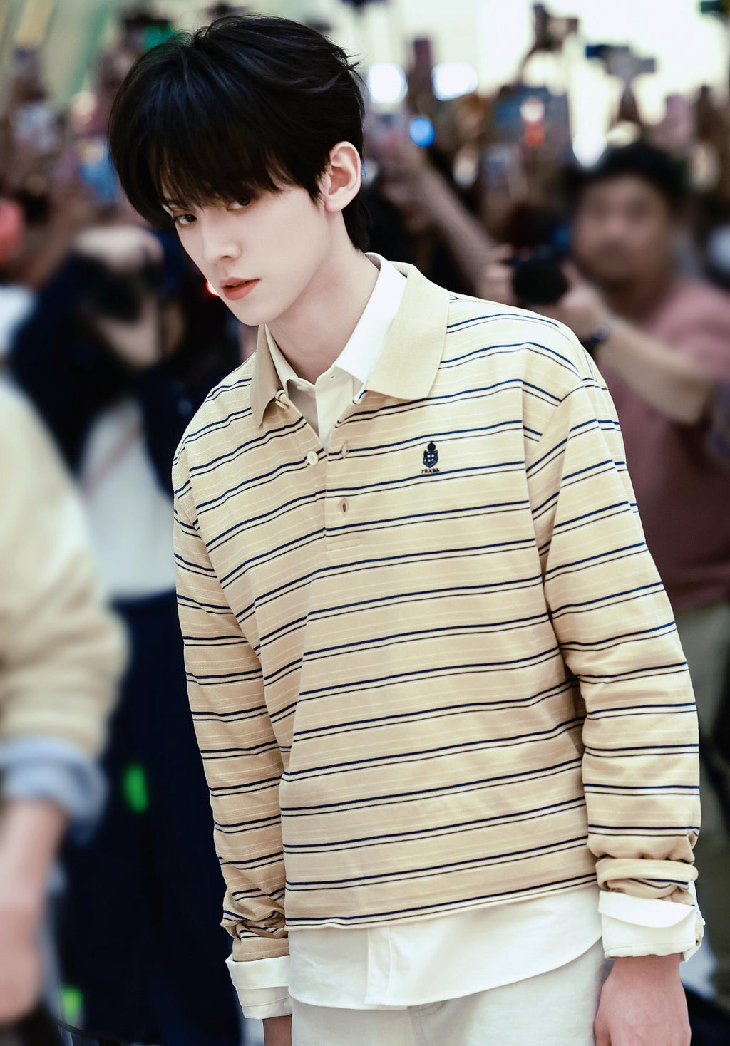 2026 New Model Triangle Brand Logo Striped Long-Sleeved Polo Shirt (CC993-A70)