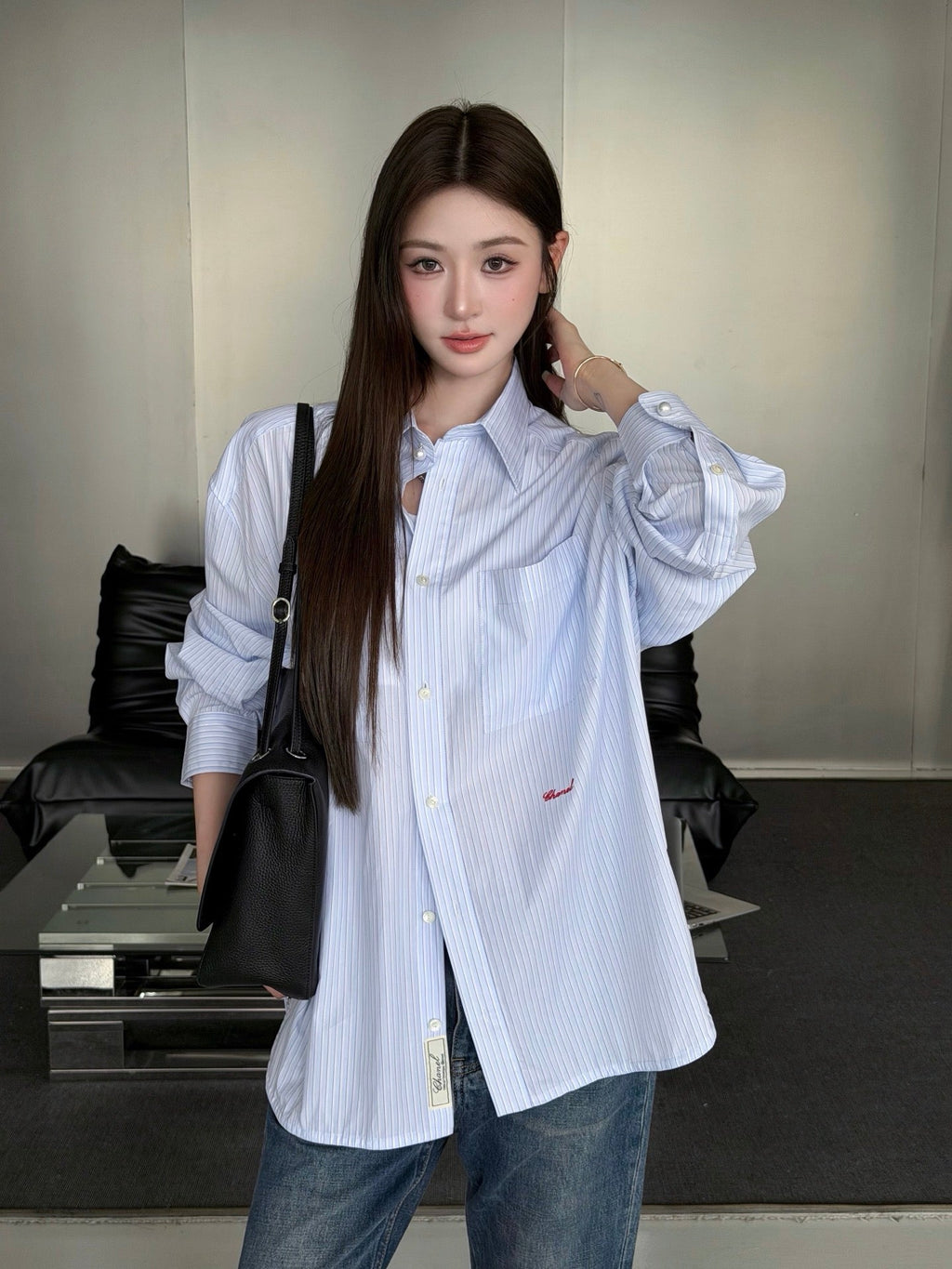 2026 Women's CC Logo Striped Shirt (FF737)