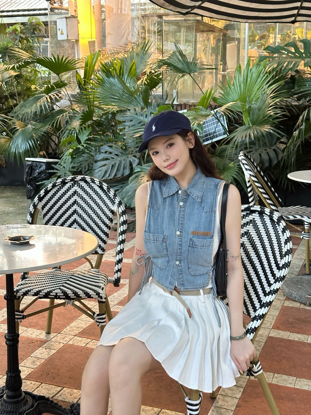 2026 Women's MM Logo Belted Denim Jacket (EE434)