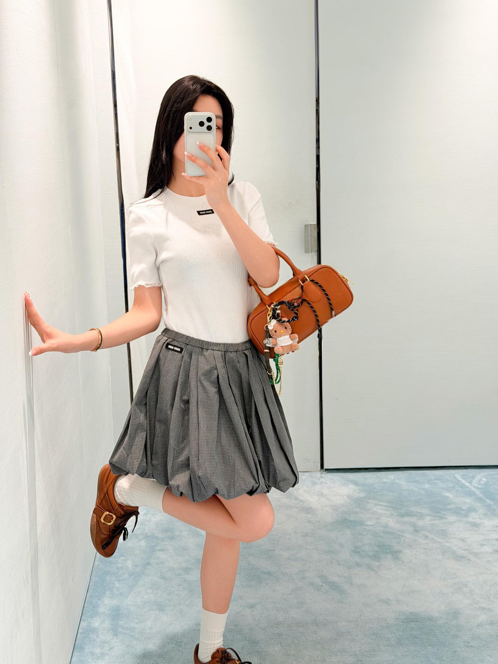2026 Women's MM Logo Checkered Short Dress (FF767)