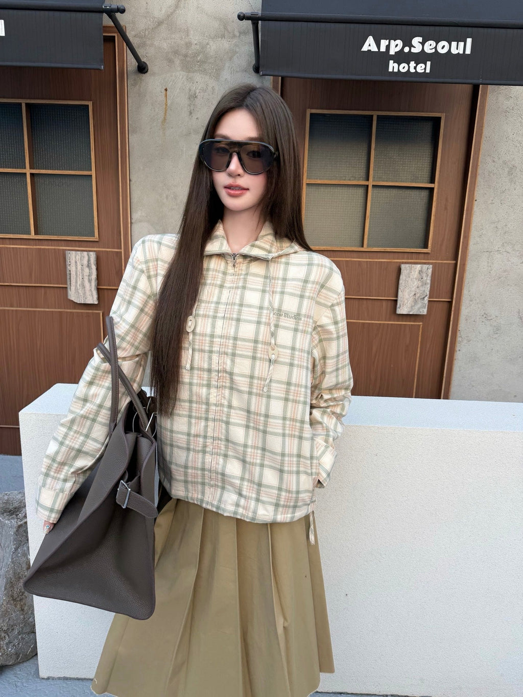 2026 Women's Acn Embroidered Checkered Hooded Jacket (FF762)