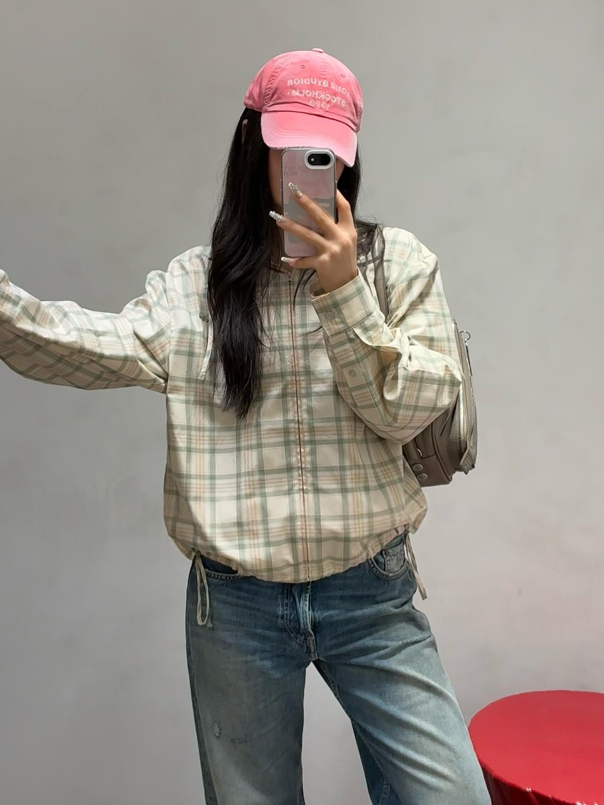 2026 Women's Acn Embroidered Checkered Hooded Jacket (FF762)