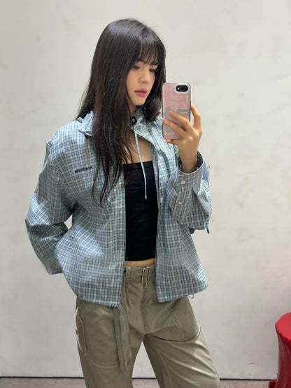 2026 Women's Acn Embroidered Checkered Hooded Jacket (FF762)