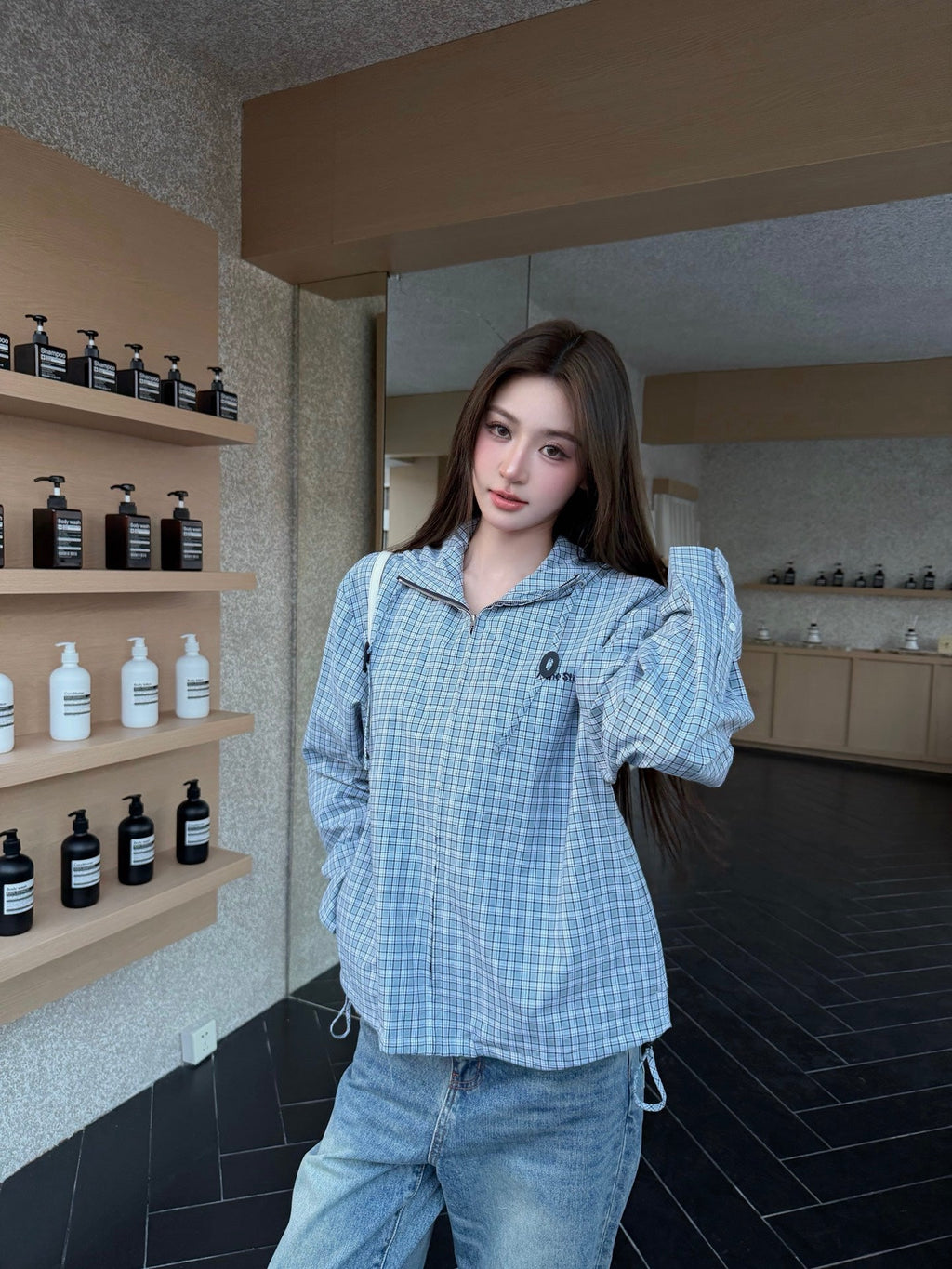 2026 Women's Acn Embroidered Checkered Hooded Jacket (FF762)