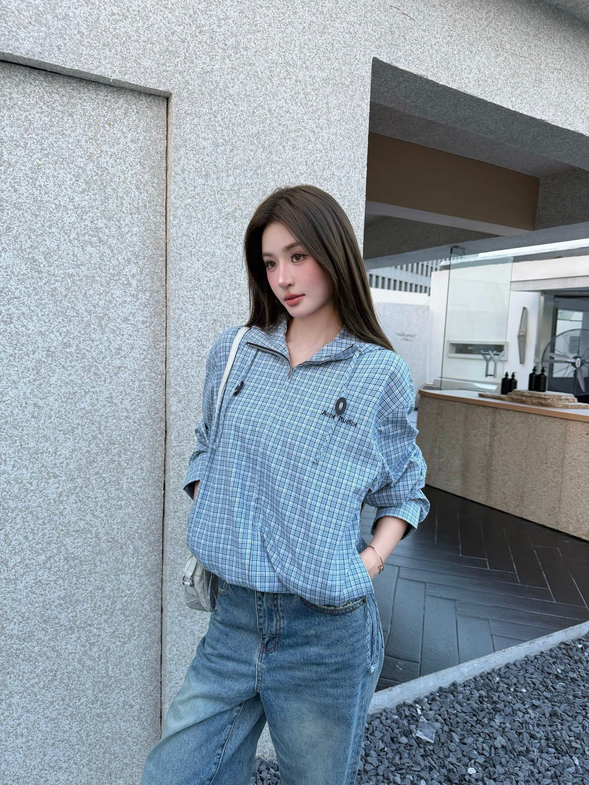 2026 Women's Acn Embroidered Checkered Hooded Jacket (FF762)