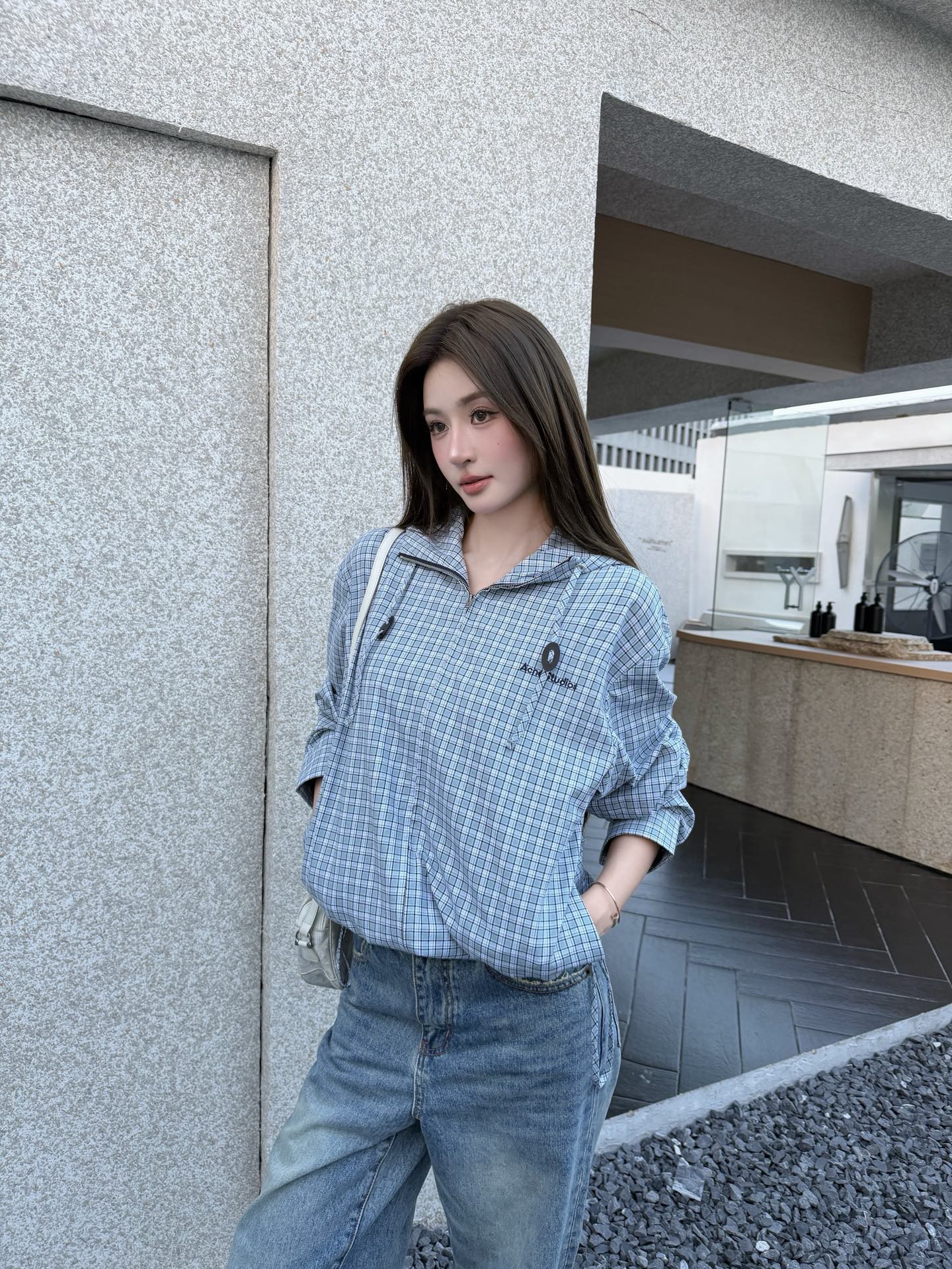 2026 Women's Acn Embroidered Checkered Hooded Jacket (FF762)