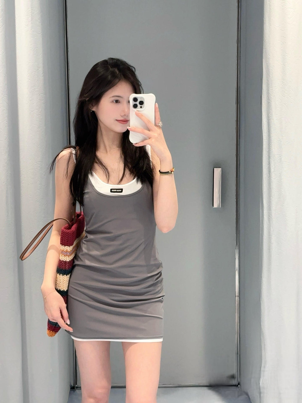 2026 Women's MM Logo Color-Contrasting Dress (FF778)