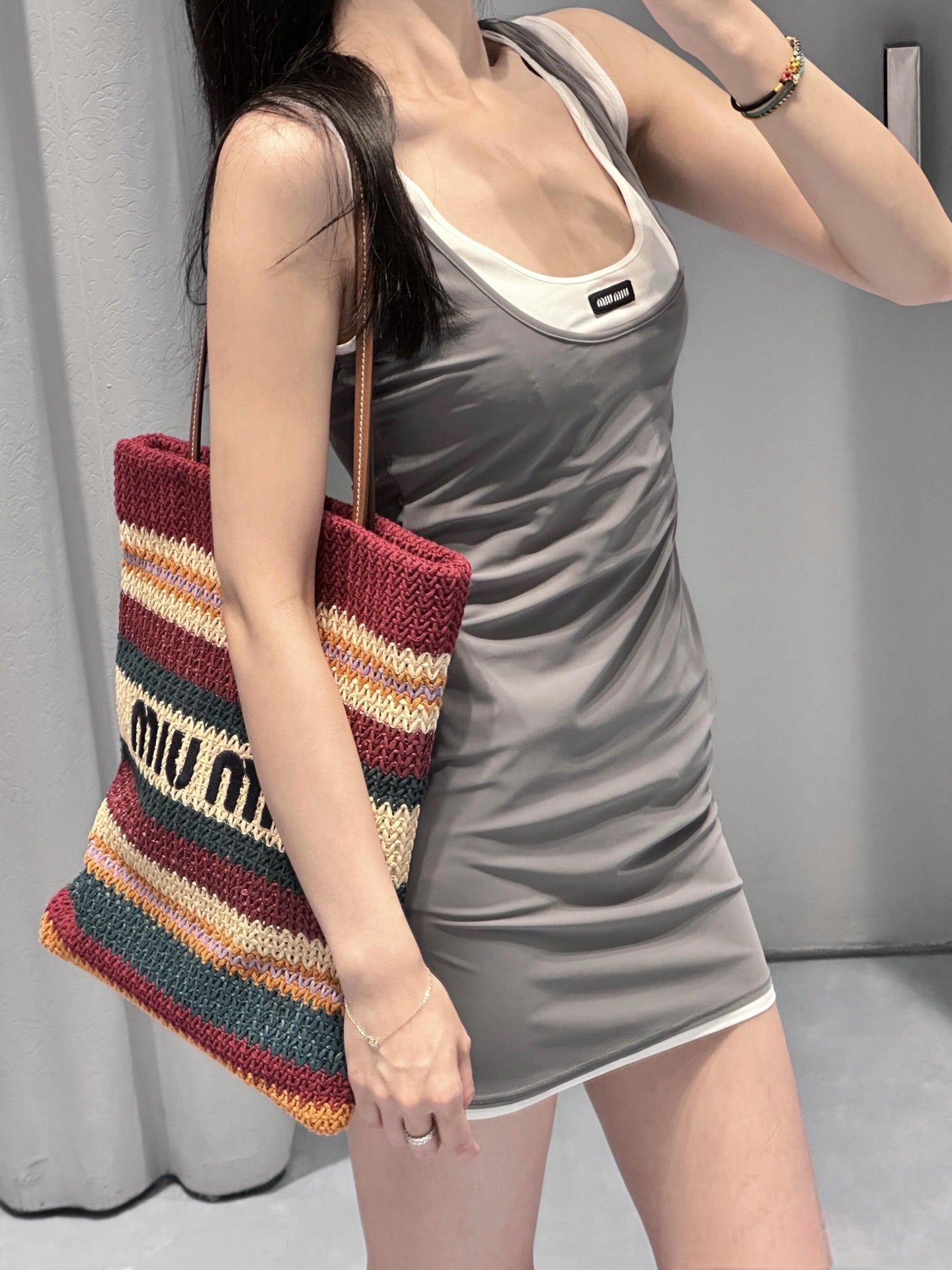 2026 Women's MM Logo Color-Contrasting Dress (FF778)