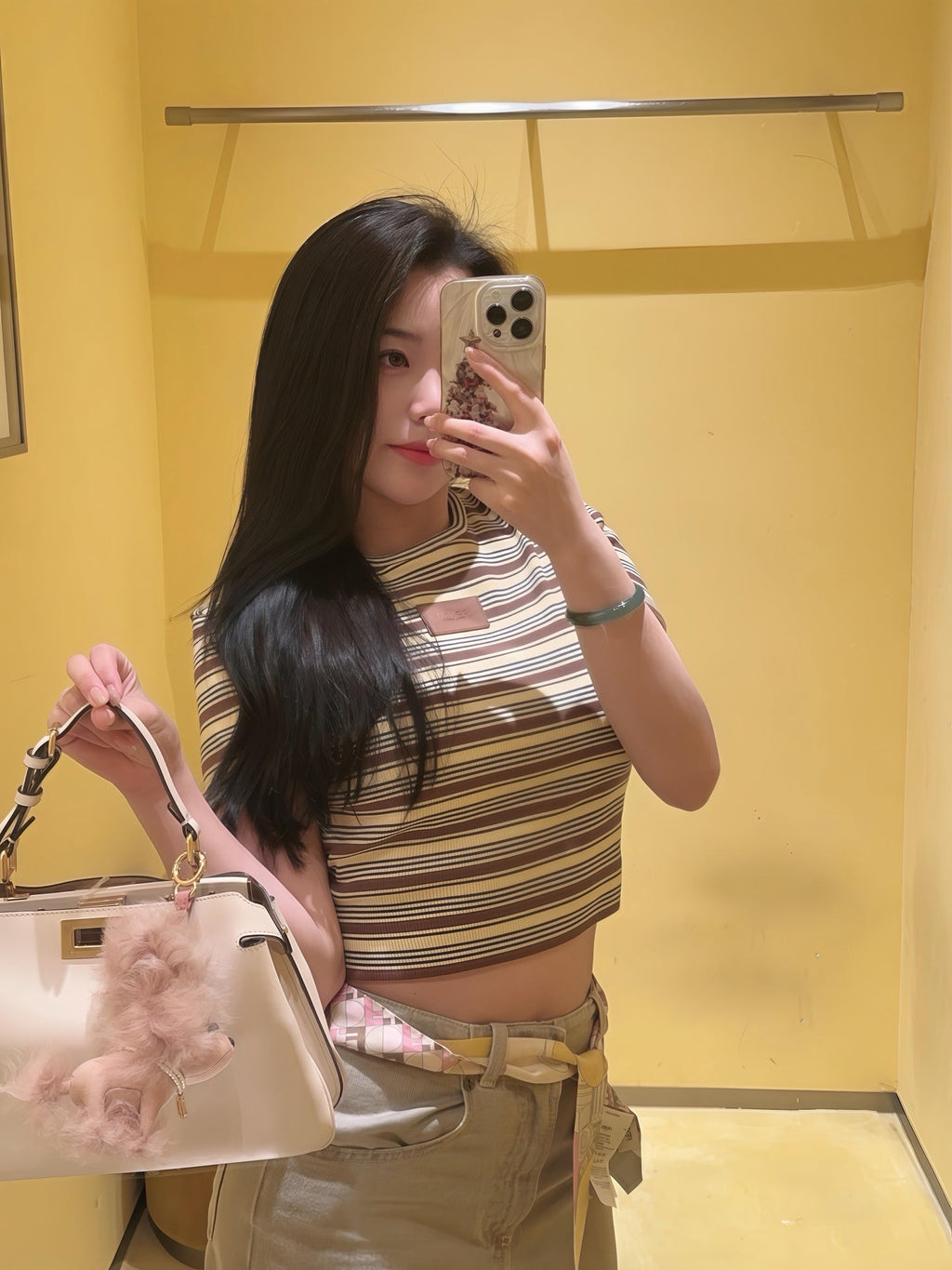 2026 Women's FF Leather Striped Short Sleeve (EE423)