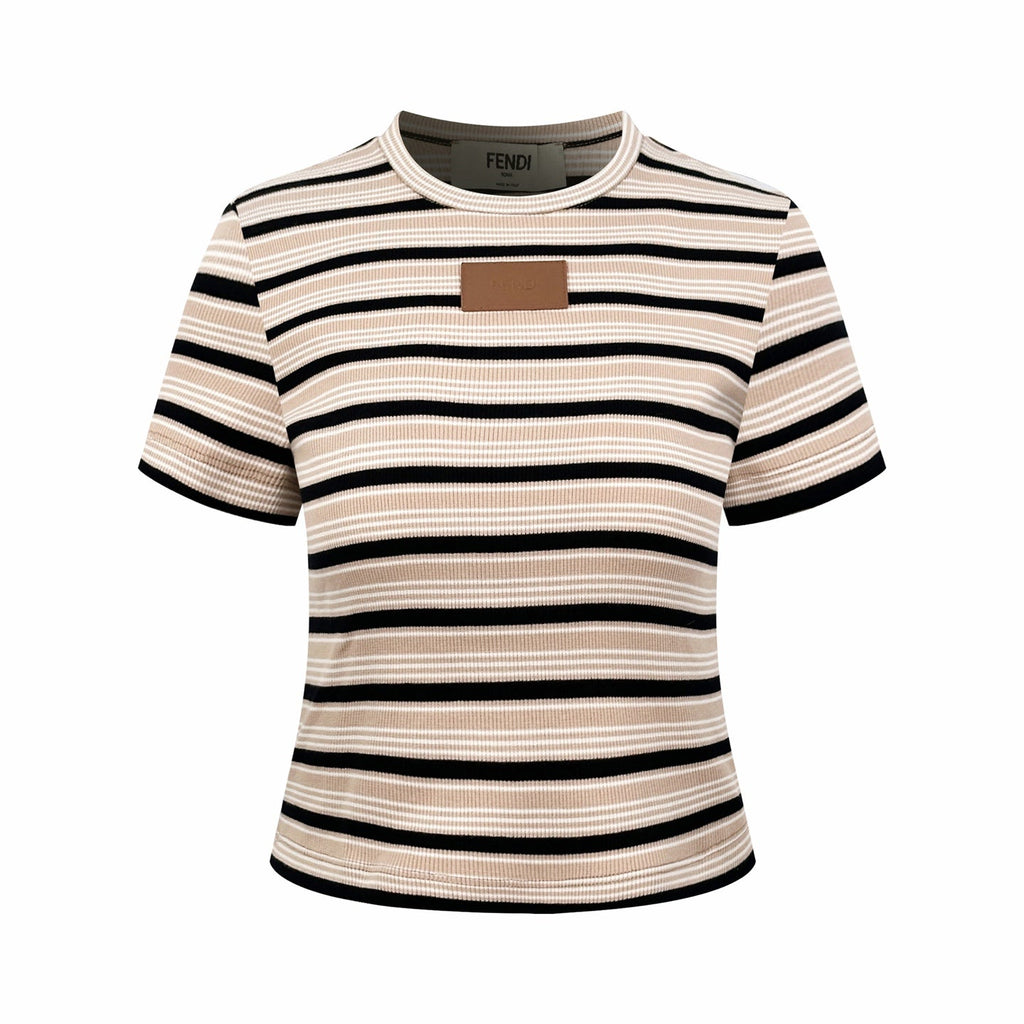 2026 Women's FF Leather Striped Short Sleeve (EE423)