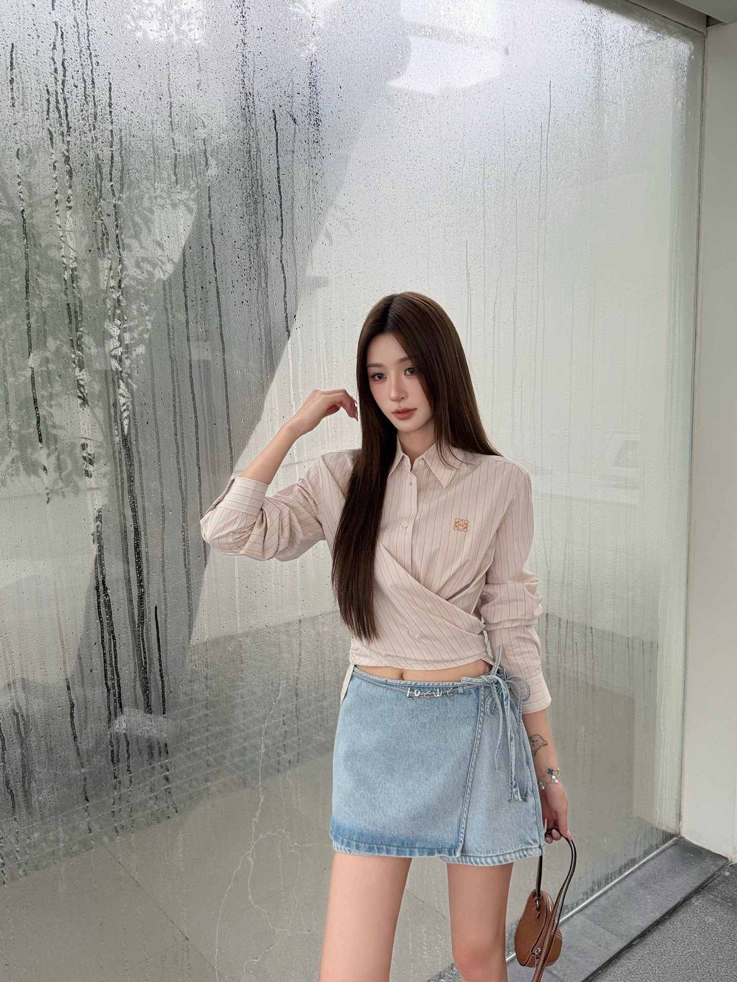 2026 Women's Way Embroidered Striped Laced Shirt (FF776)