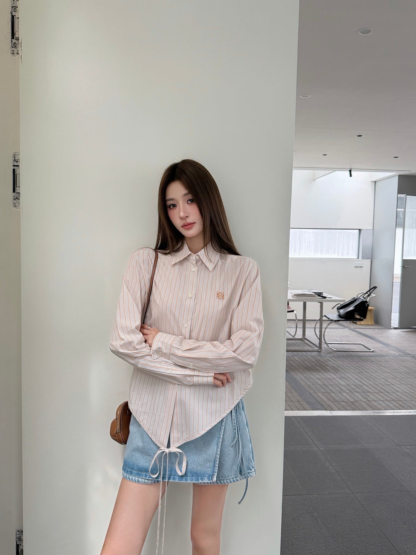 2026 Women's Way Embroidered Striped Laced Shirt (FF776)