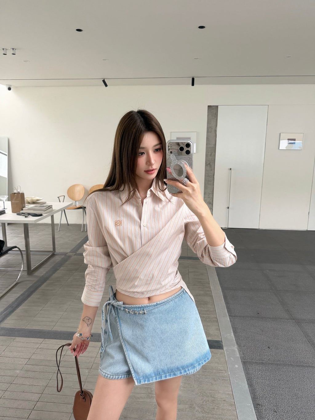 2026 Women's Way Embroidered Striped Laced Shirt (FF776)