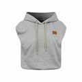 2026 Women's FF Leather Sleeveless Hooded Sweatshirt (EE431)