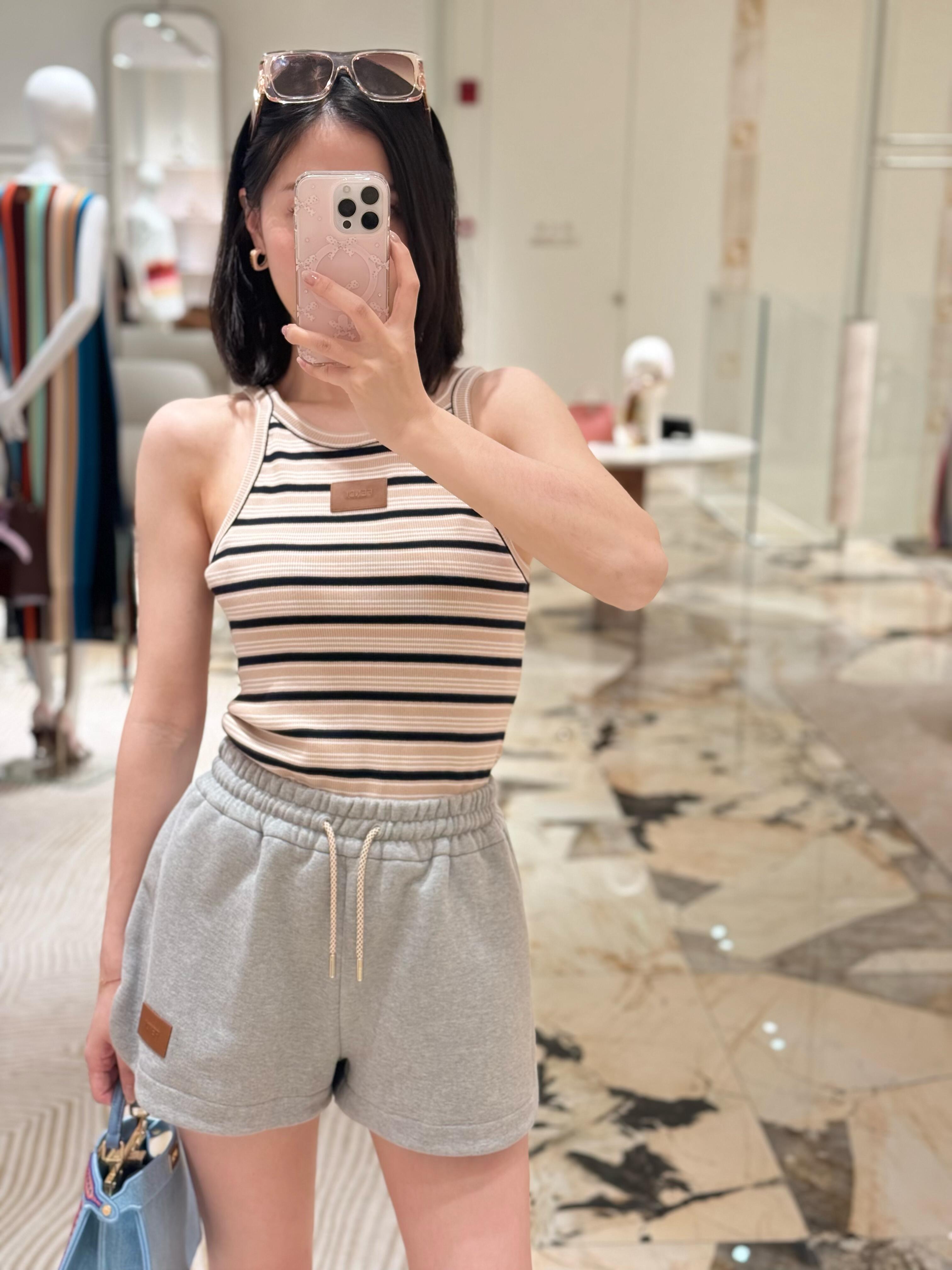 2026 Women's FF Leather Striped Tank Top (EE443)