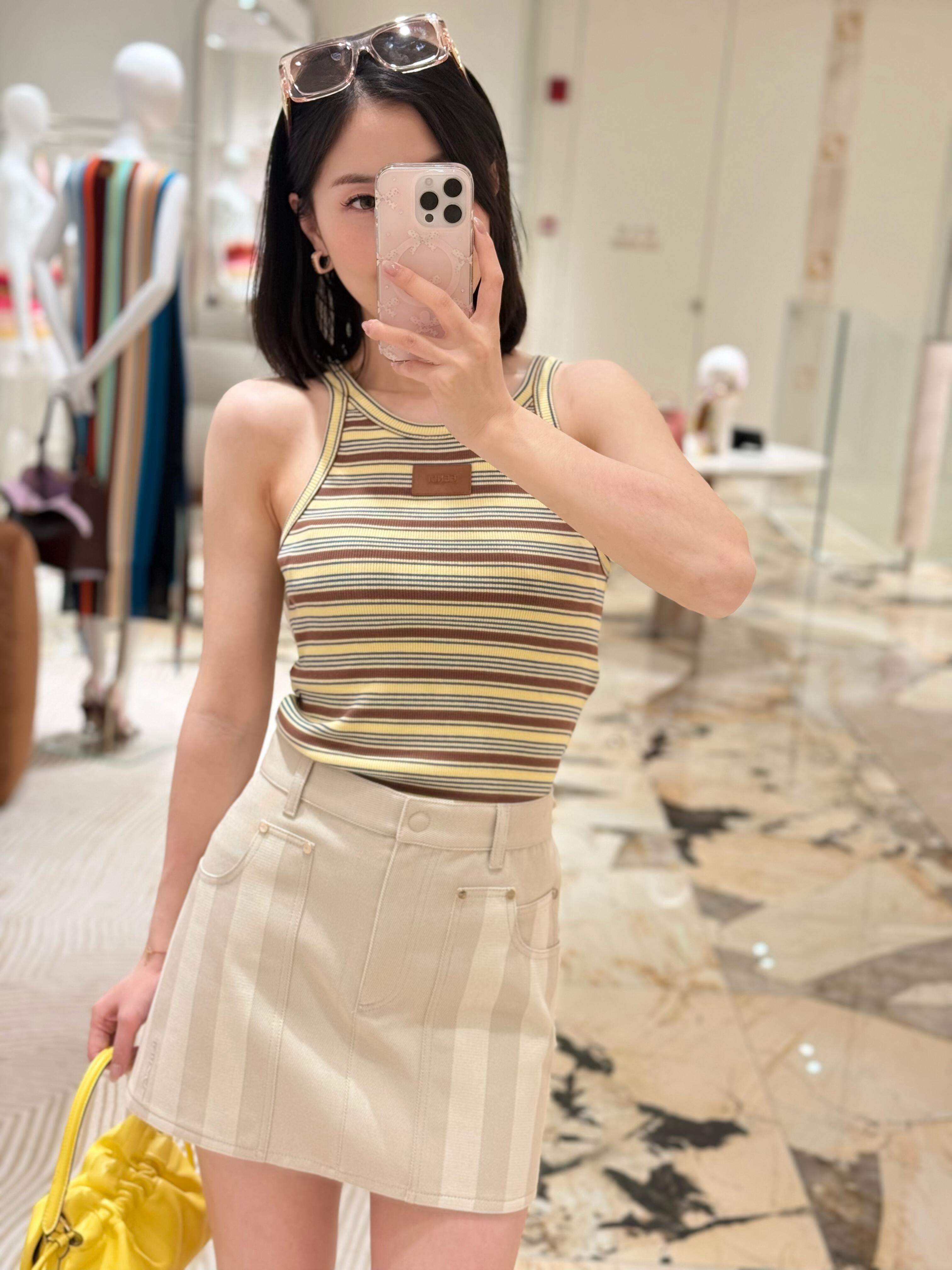 2026 Women's FF Leather Striped Tank Top (EE443)