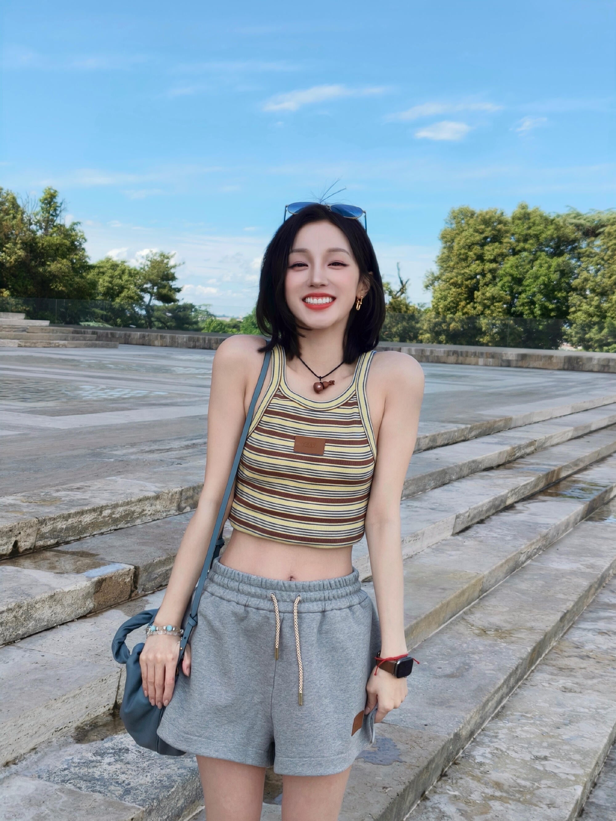2026 Women's FF Leather Striped Tank Top (EE443)