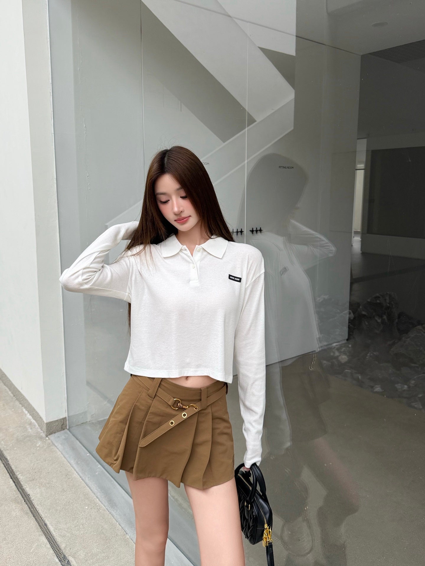 2026 Women's MM Logo Polo Shirt Long Sleeve (FF786)